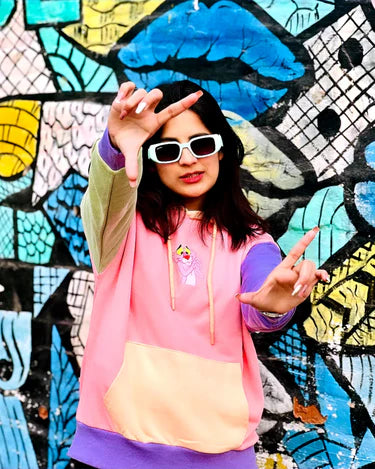 Pink Panther Colour Block Drop Shoulder Hoodie Breakin.pk