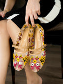 Ballerinas with Decorative Flowers - Nude