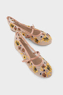 Ballerinas with Decorative Flowers - Nude