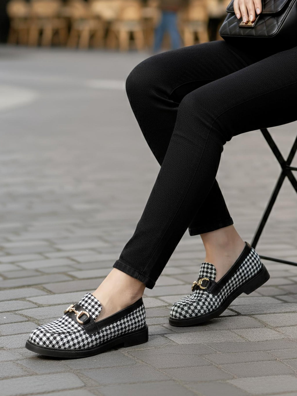 Houndstooth Loafer - Black
