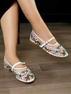 Ballerinas with Decorative Flowers - White