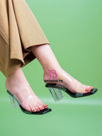 Clear Vincy Heel Black
