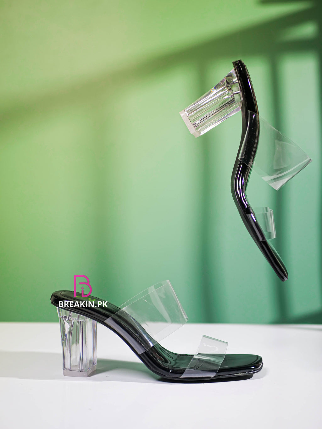 Clear Vincy Heel Black