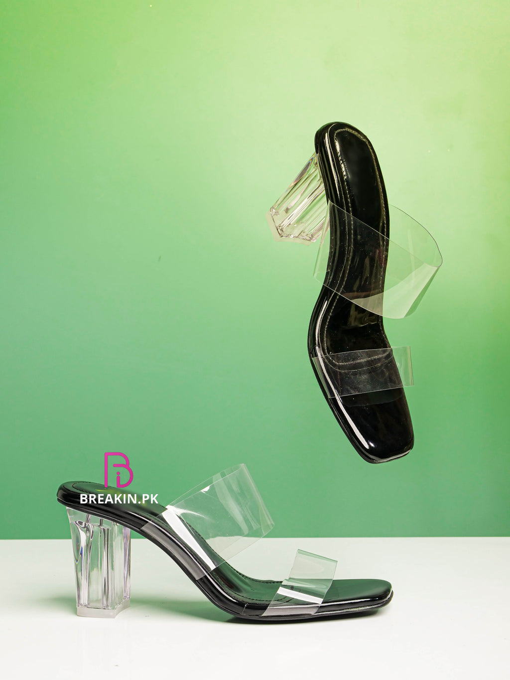 Clear Vincy Heel Black