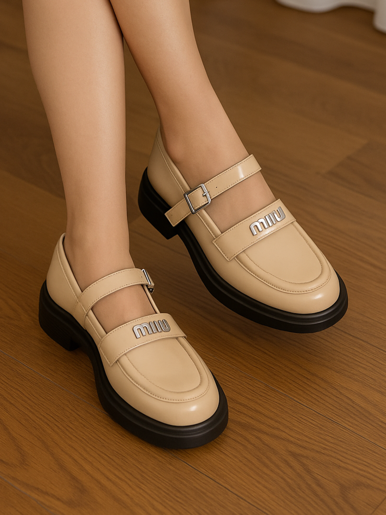Patent Loafer - Beige