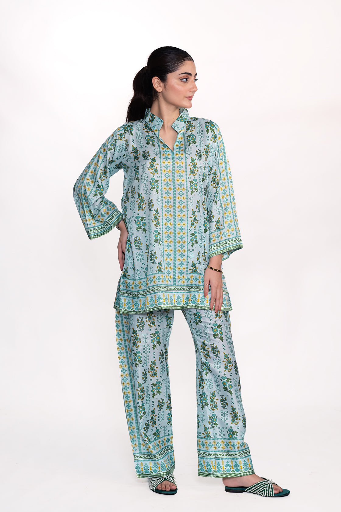 CALLA LILY FLORAL PRINTED CREPE LAWN CO-ORD SET