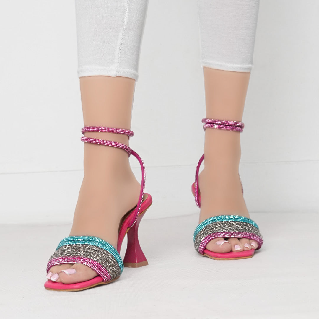 Sinya Double Bow Crystal Heel