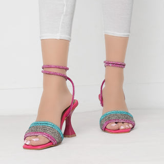 Sinya Double Bow Crystal Pink Heel