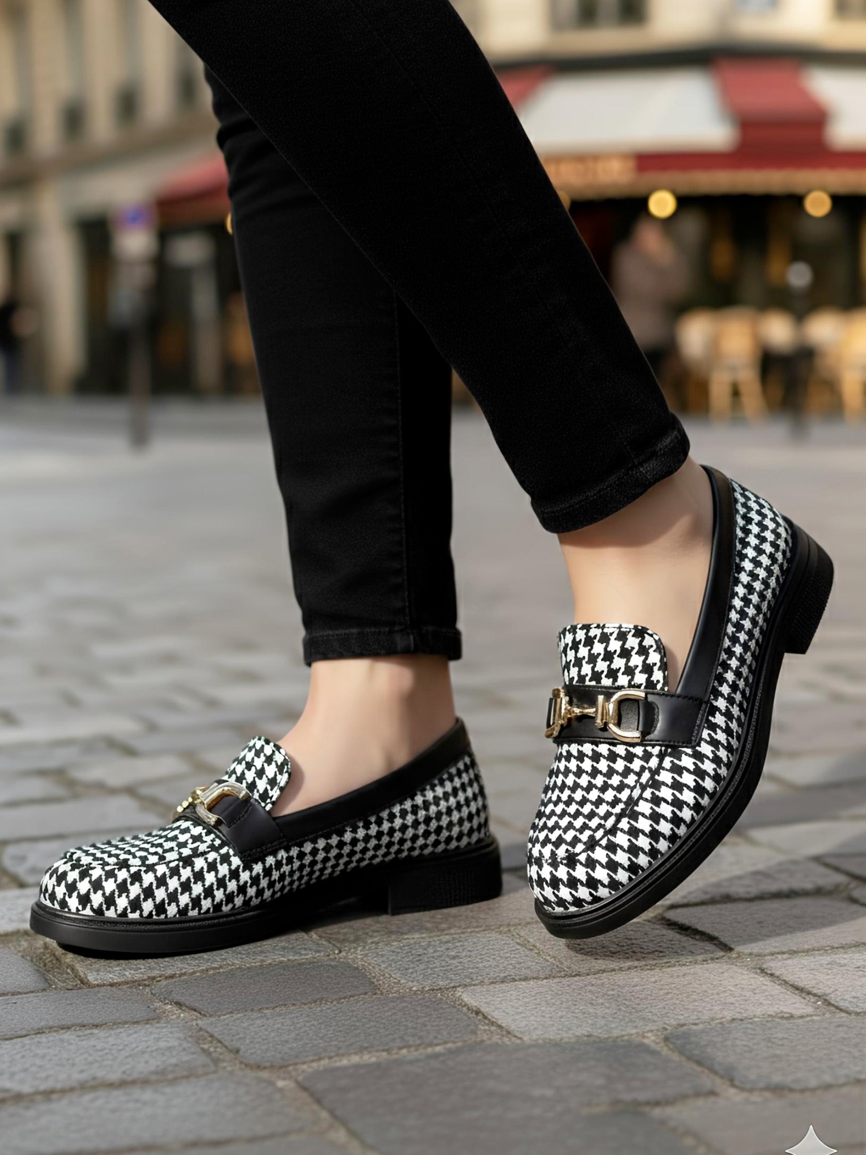 Houndstooth Loafer - Black