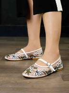 Ballerinas with Decorative Flowers - White