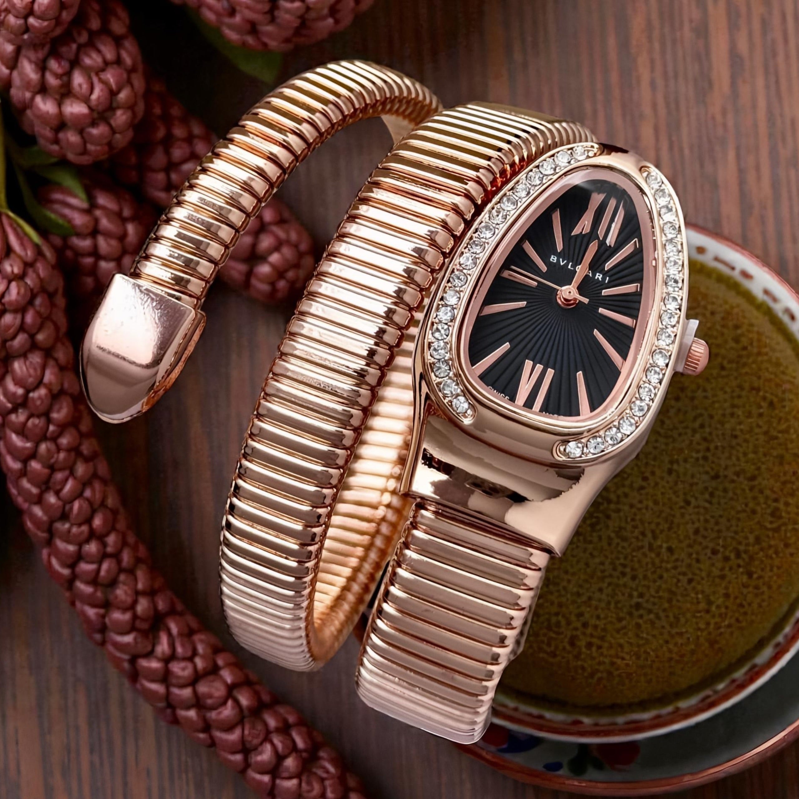 Serpenti Snake Watch Rose Gold With Black Dial