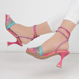 Sinya Double Bow Crystal Pink Heel