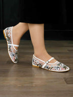 Ballerinas with Decorative Flowers - White