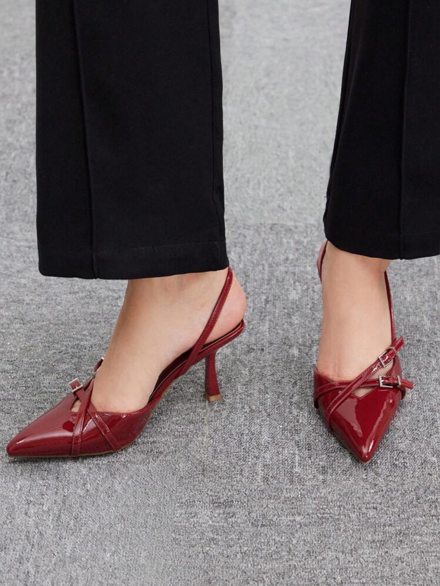 Alexandra Cross Heels - Cherry Red