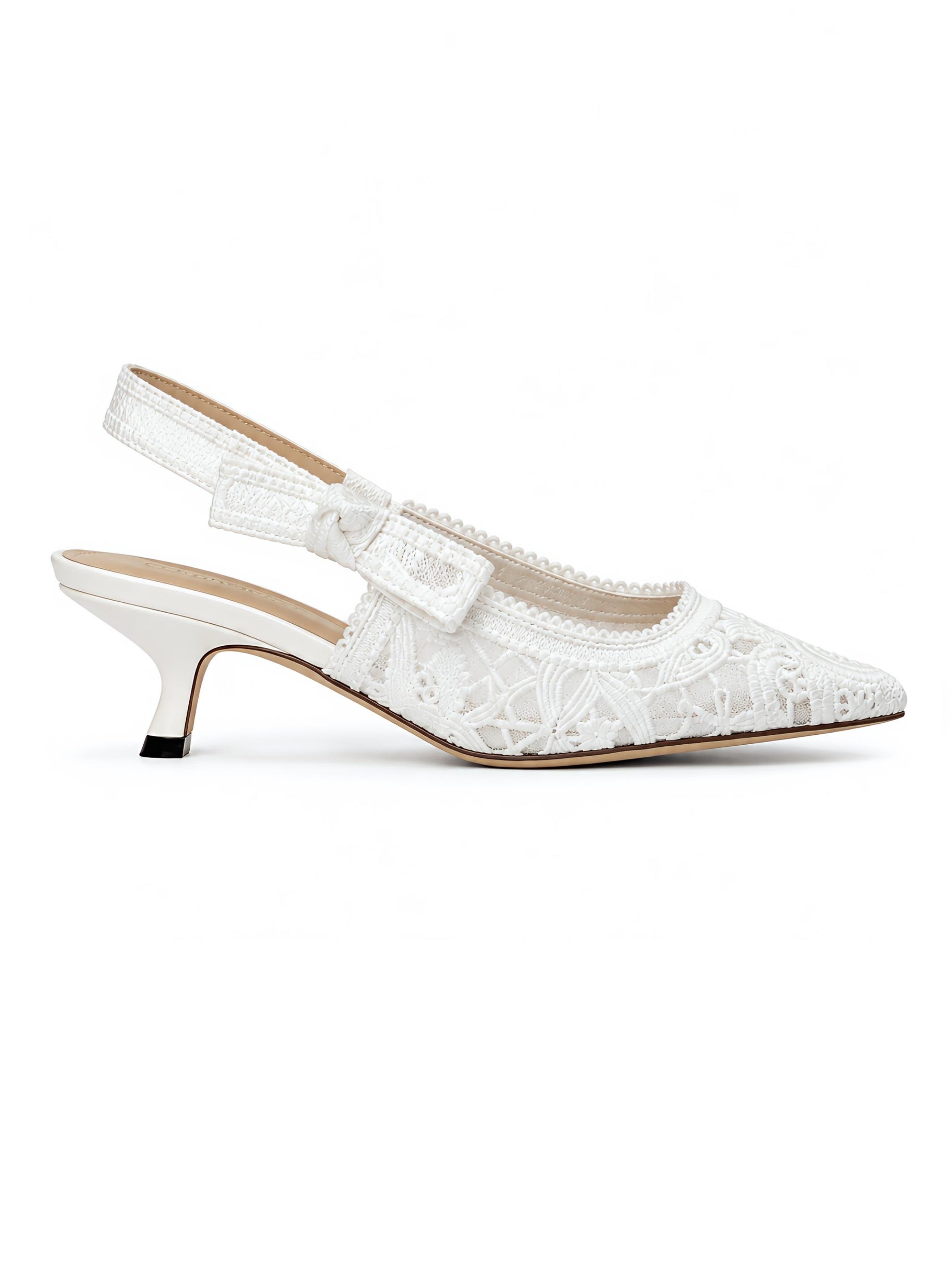 Off White Lace J'adior Slingback Sandals