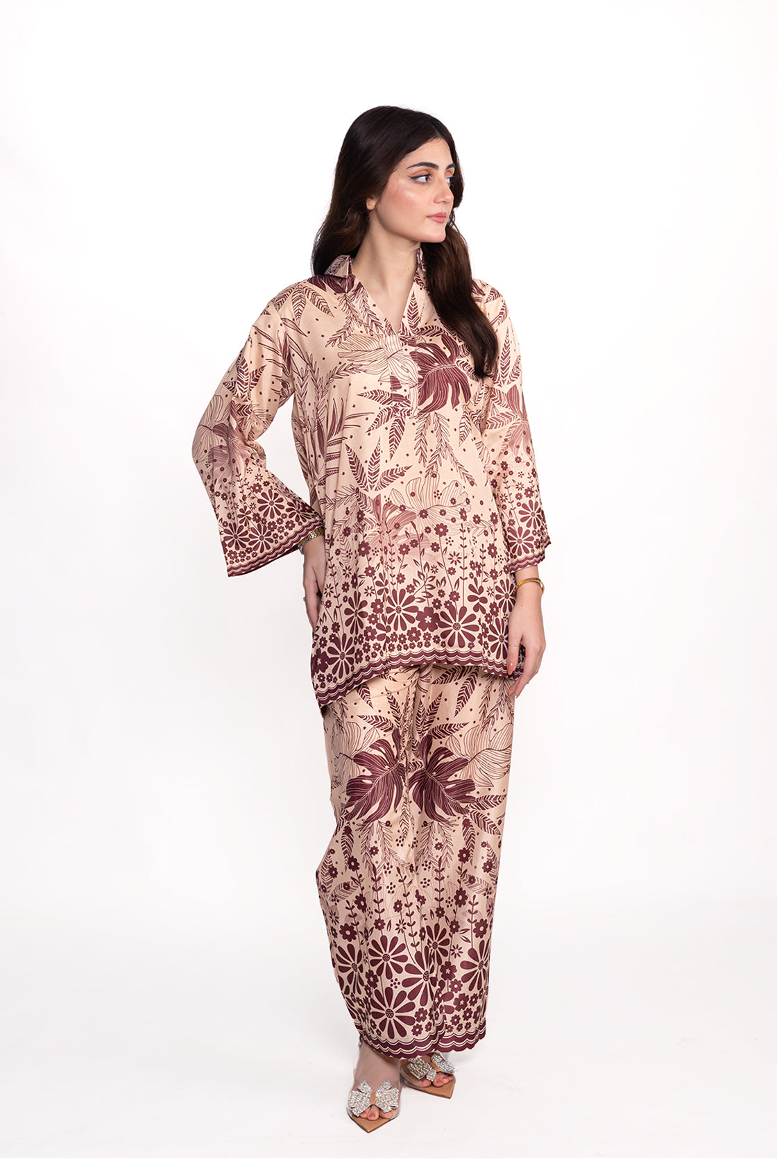 BEGONIA FLORAL PRINTED CREPE LAWN CO-ORD SET