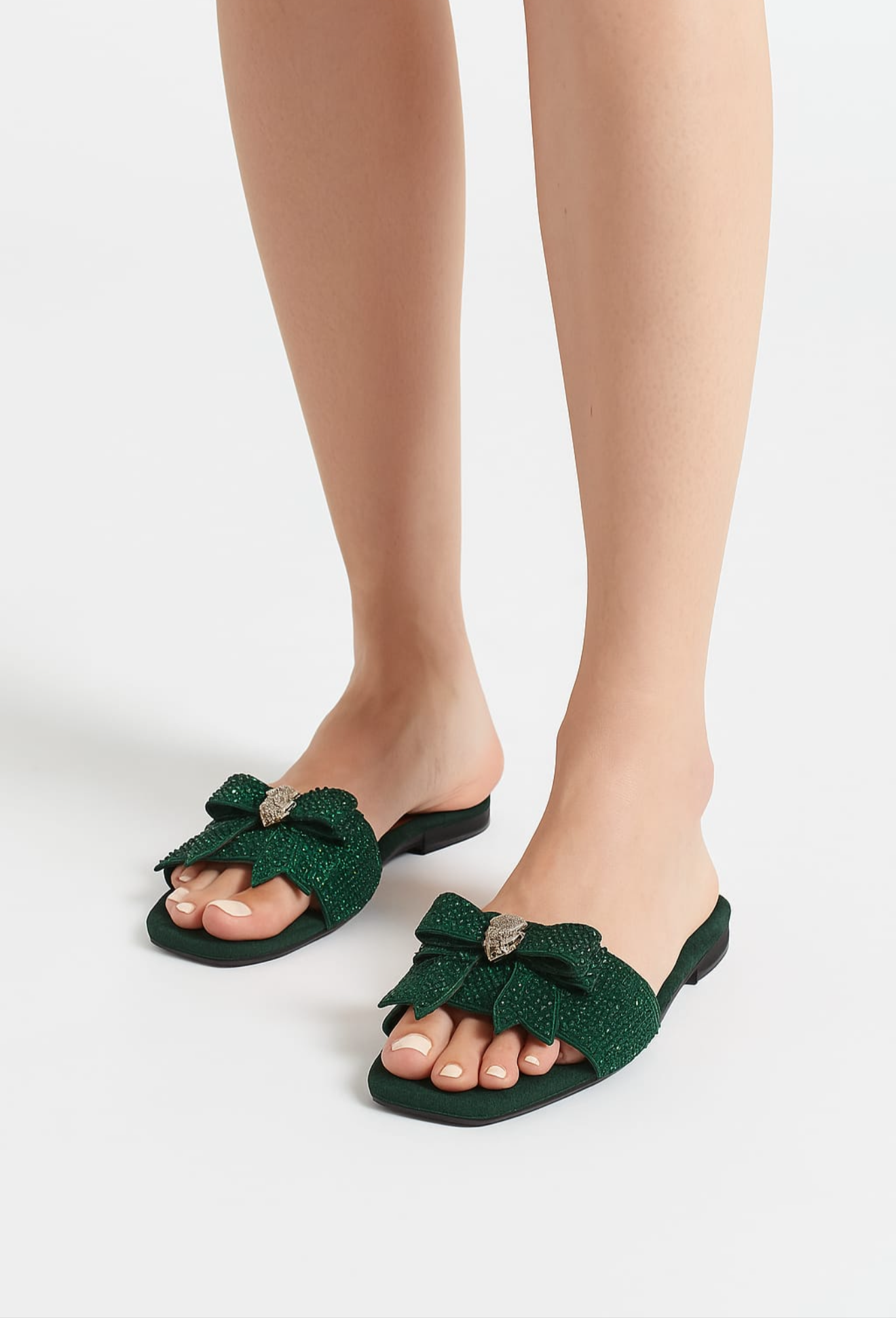 Royal Embellished Slides - Green