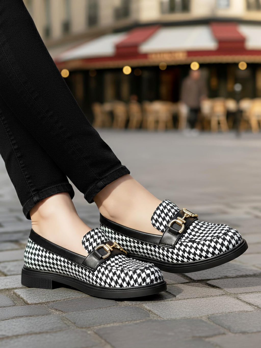 Houndstooth Loafer - Black