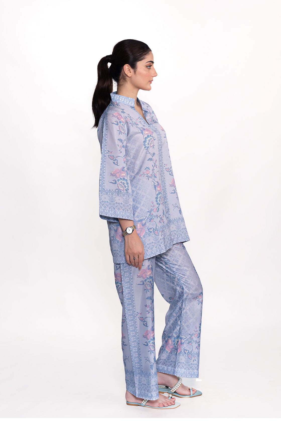 OLEANDER FLORAL PRINTED CREPE LAWN CO-ORD SET