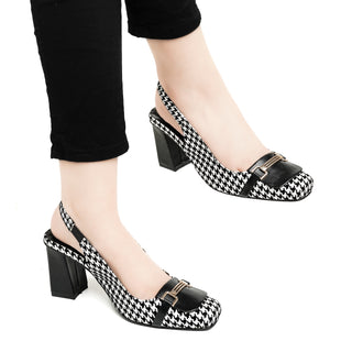 Checkered Slingback Black