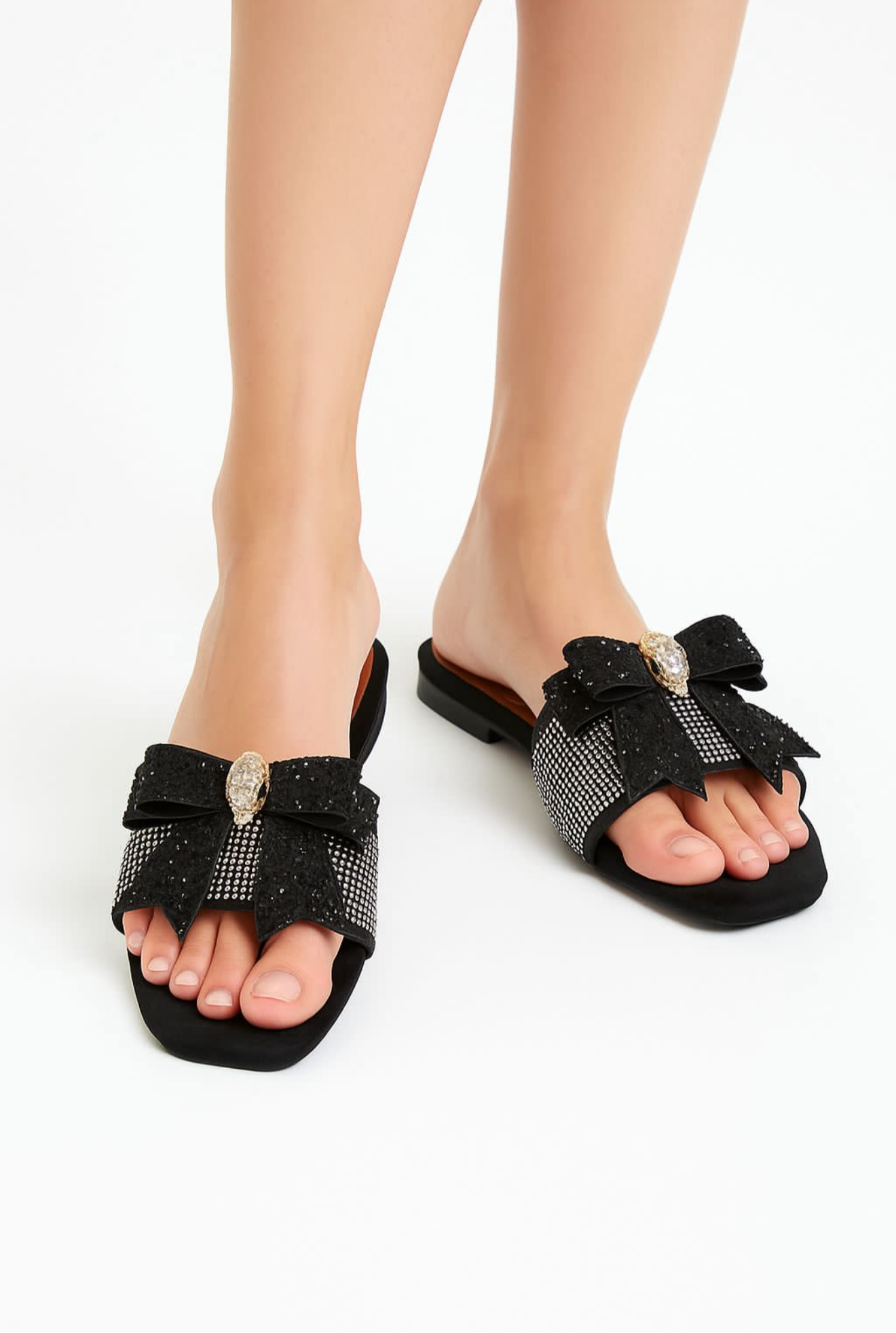 Royal Embellished Slides - Black