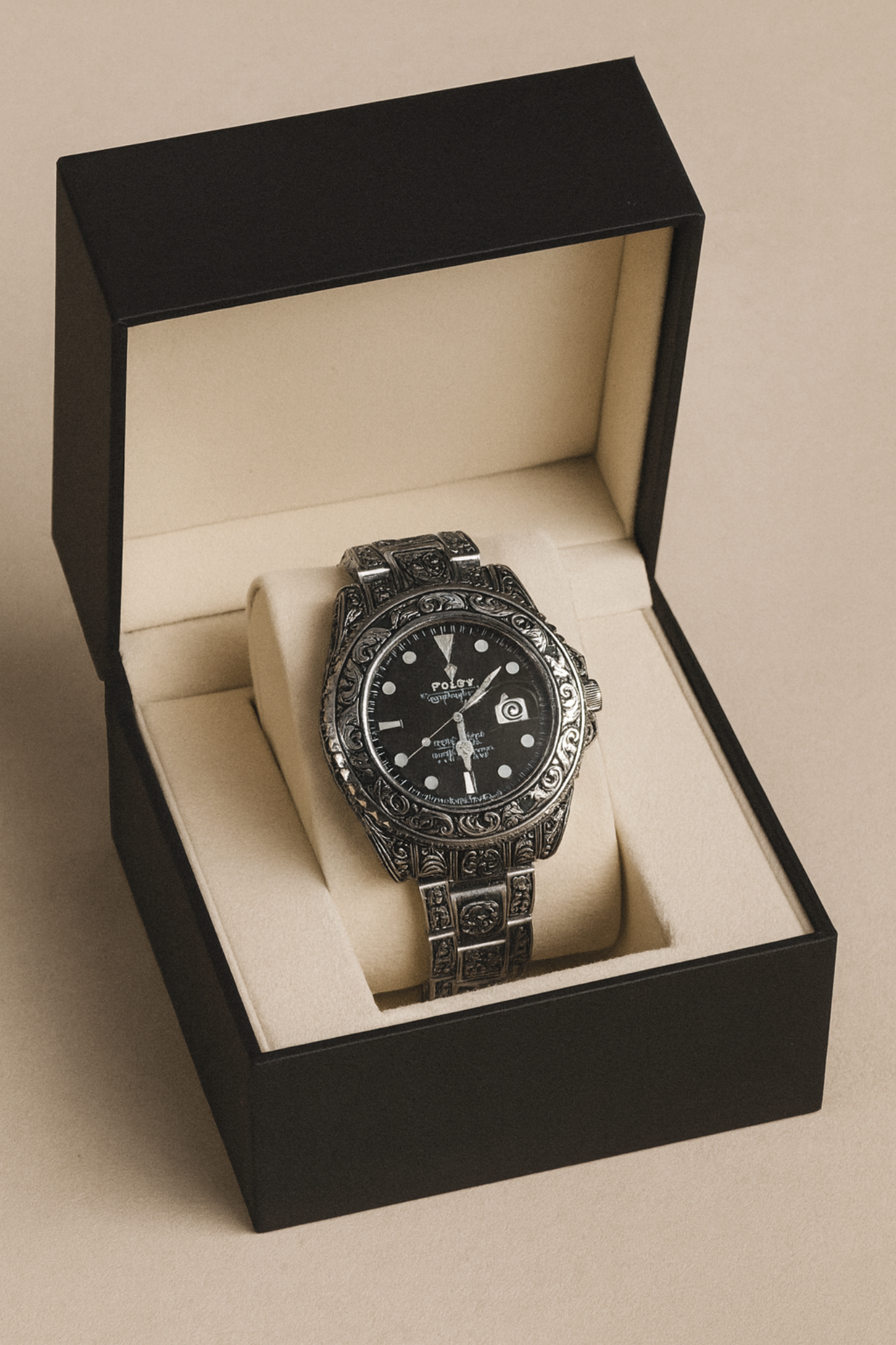 Engraved Black Dial