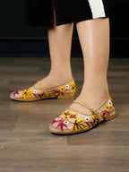 Ballerinas with Decorative Flowers - Nude