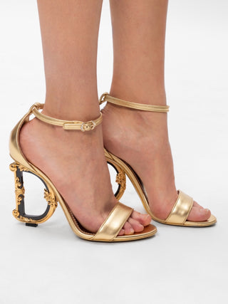 D*G Logo Embellished Heeled Gold