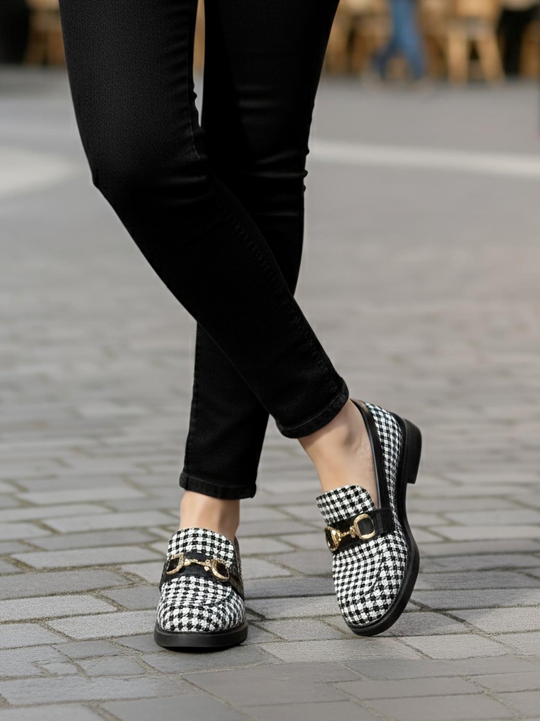 Houndstooth Loafer - Black