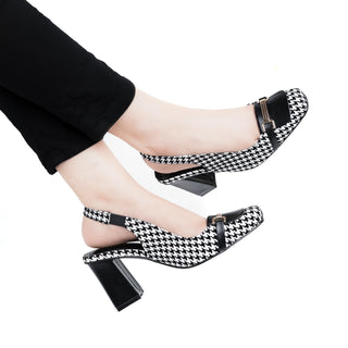 Checkered Slingback Black