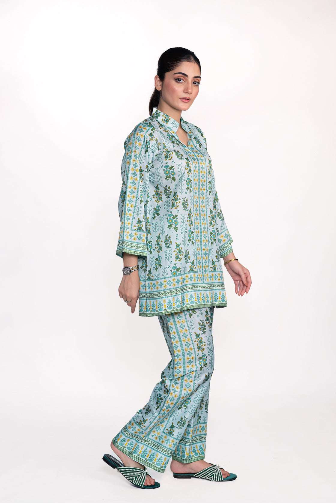 CALLA LILY FLORAL PRINTED CREPE LAWN CO-ORD SET