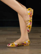 Ballerinas with Decorative Flowers - Nude