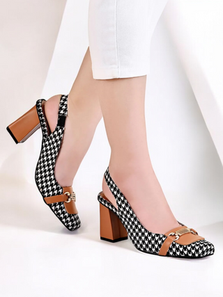 Checkered Slingback Mustard