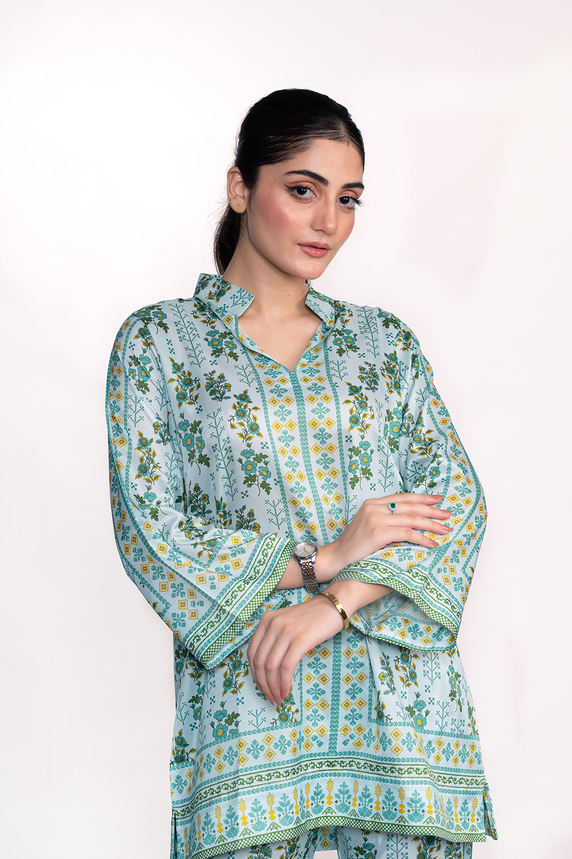 CALLA LILY FLORAL PRINTED CREPE LAWN CO-ORD SET