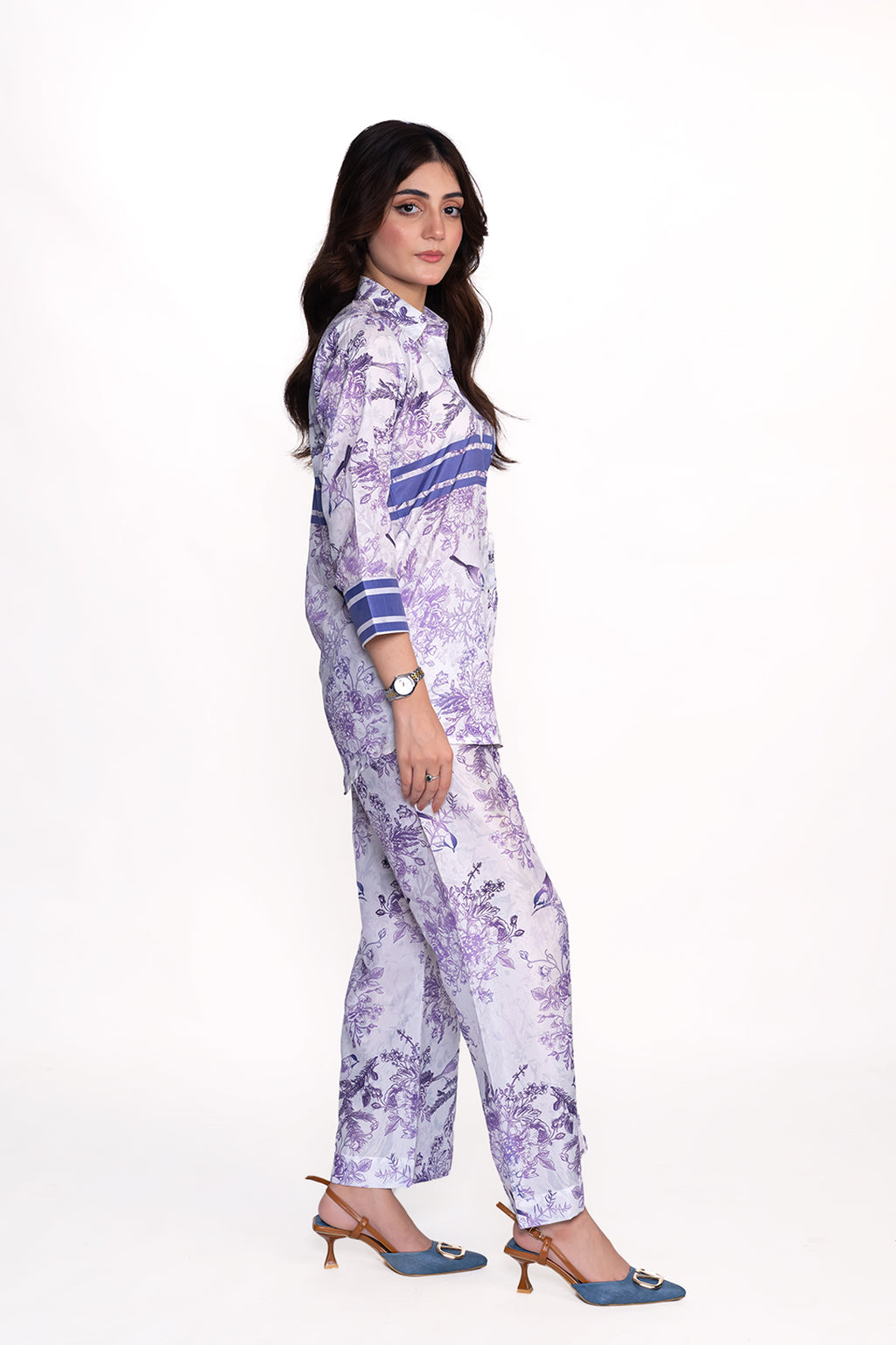 D-I-O-R IRIS FLORAL PRINTED CREPE LAWN CO-ORD SET