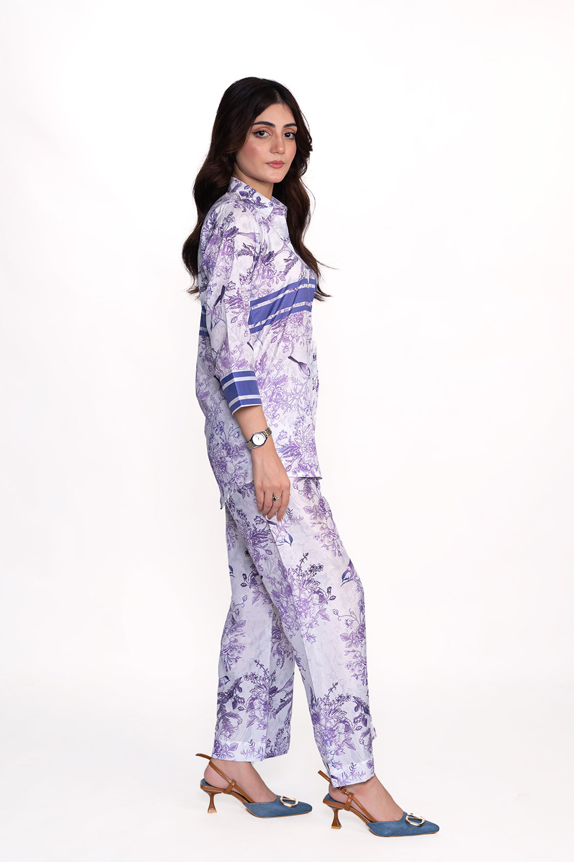 D-I-O-R IRIS FLORAL PRINTED CREPE LAWN CO-ORD SET