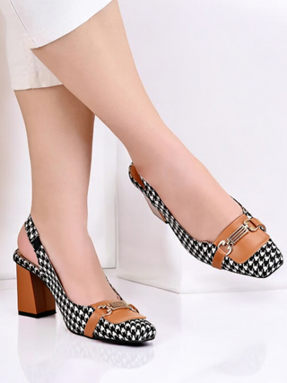 Checkered Slingback Mustard