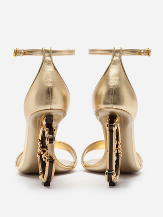 D*G Logo Embellished Heeled Gold