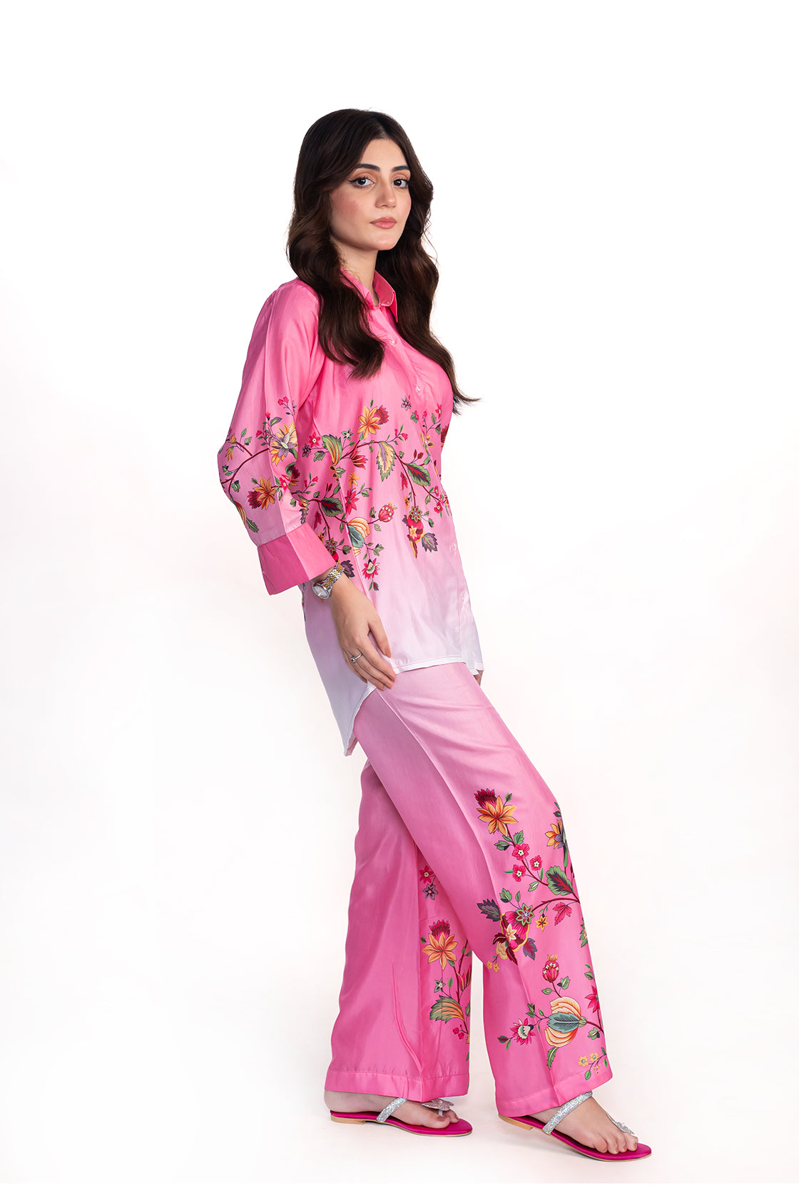 PRIMROSE PINK FLORAL PRINTED CREPE LAWN CO-ORD SET