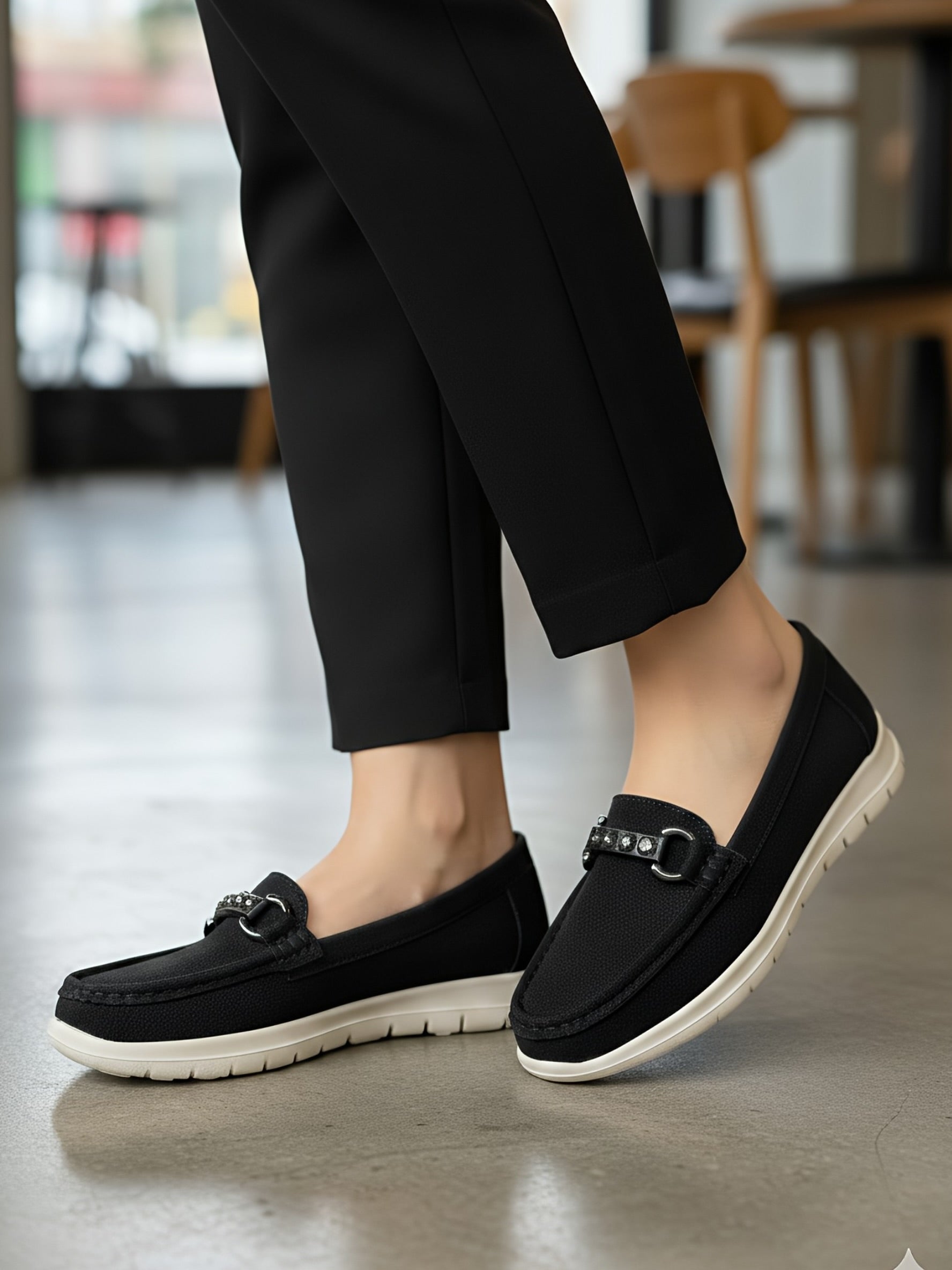 Tabby Moccasins - Black