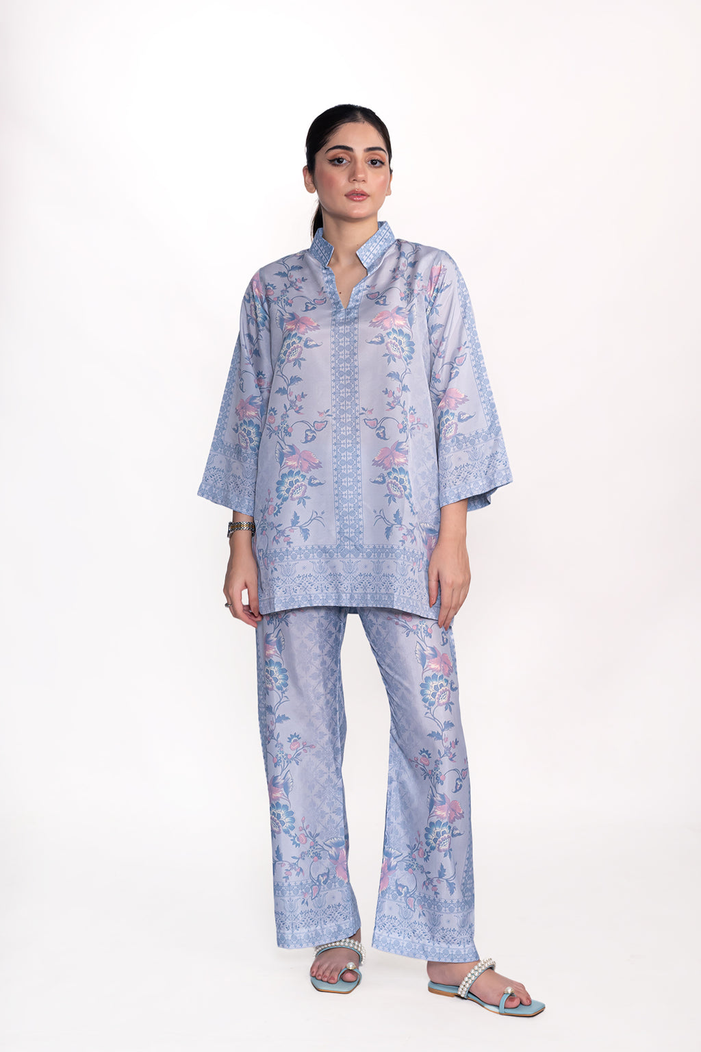 OLEANDER FLORAL PRINTED CREPE LAWN CO-ORD SET