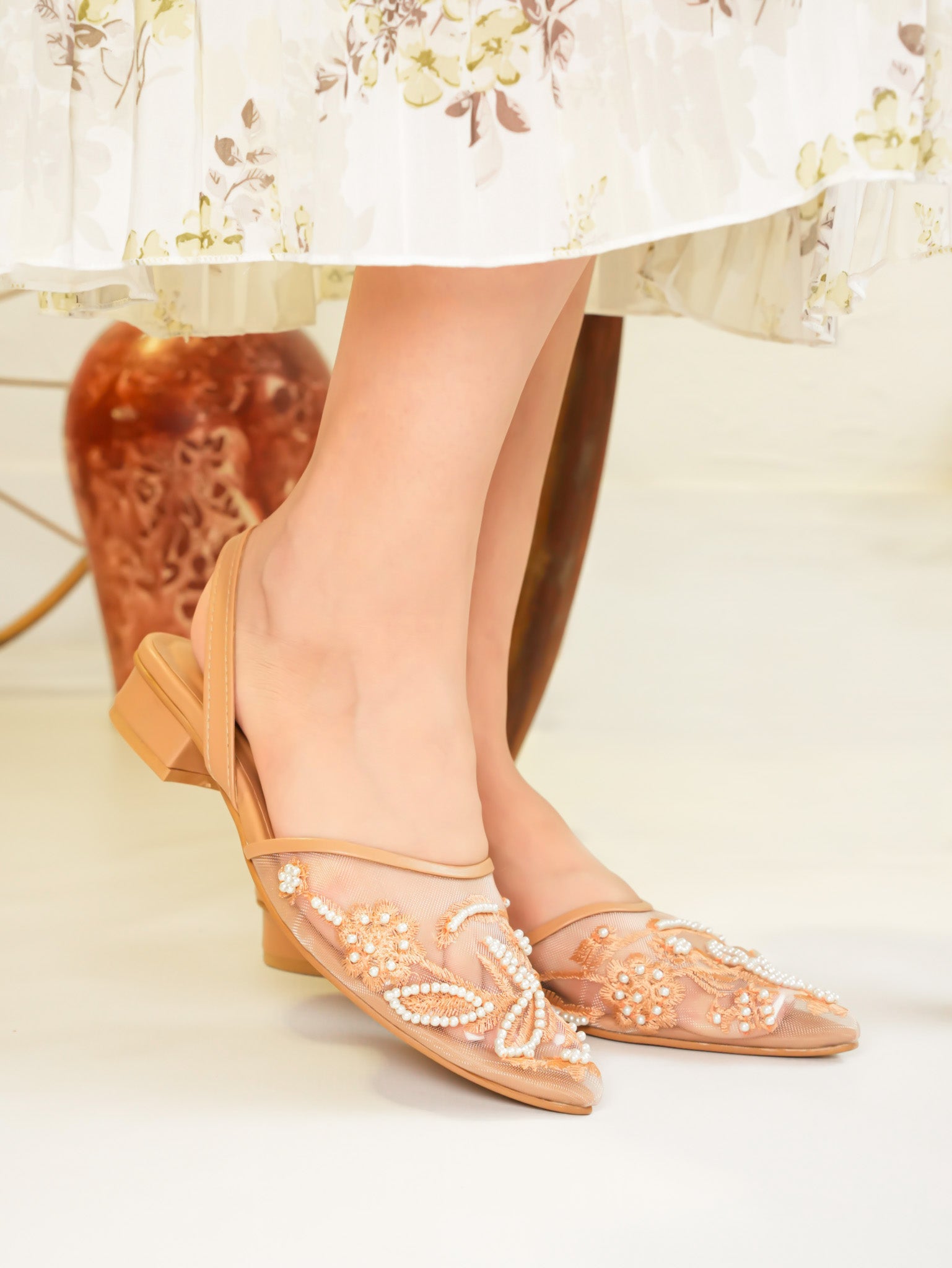 Remi Pearl Embroidery - Nude