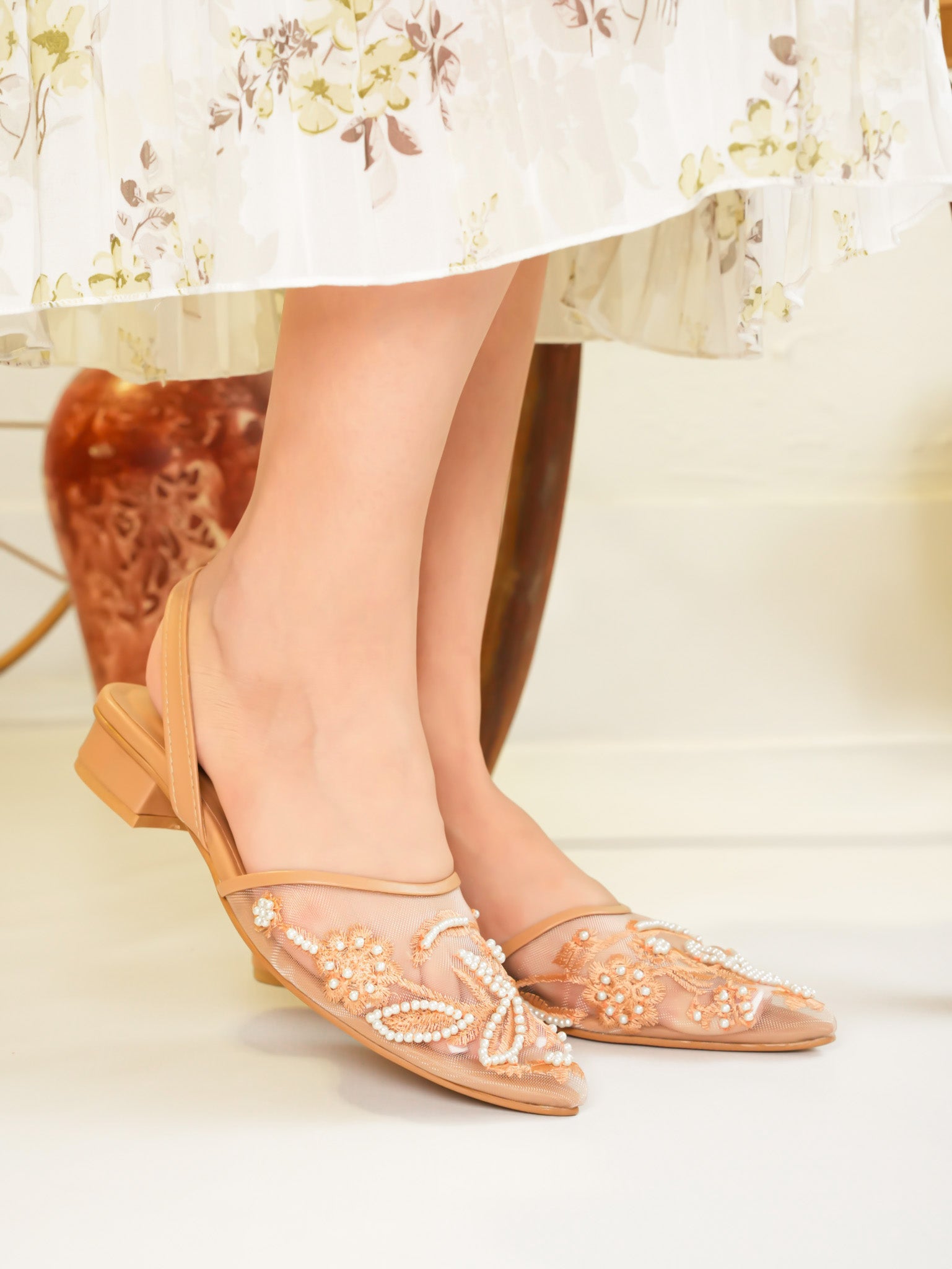 Remi Pearl Embroidery - Nude