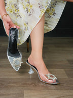 Gloria Transparent Heel - Clear Silver