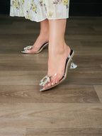 Gloria Transparent Heel - Clear Silver