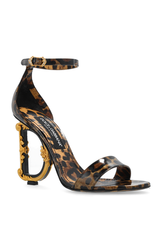 D*G Logo Embellished Heeled Brown