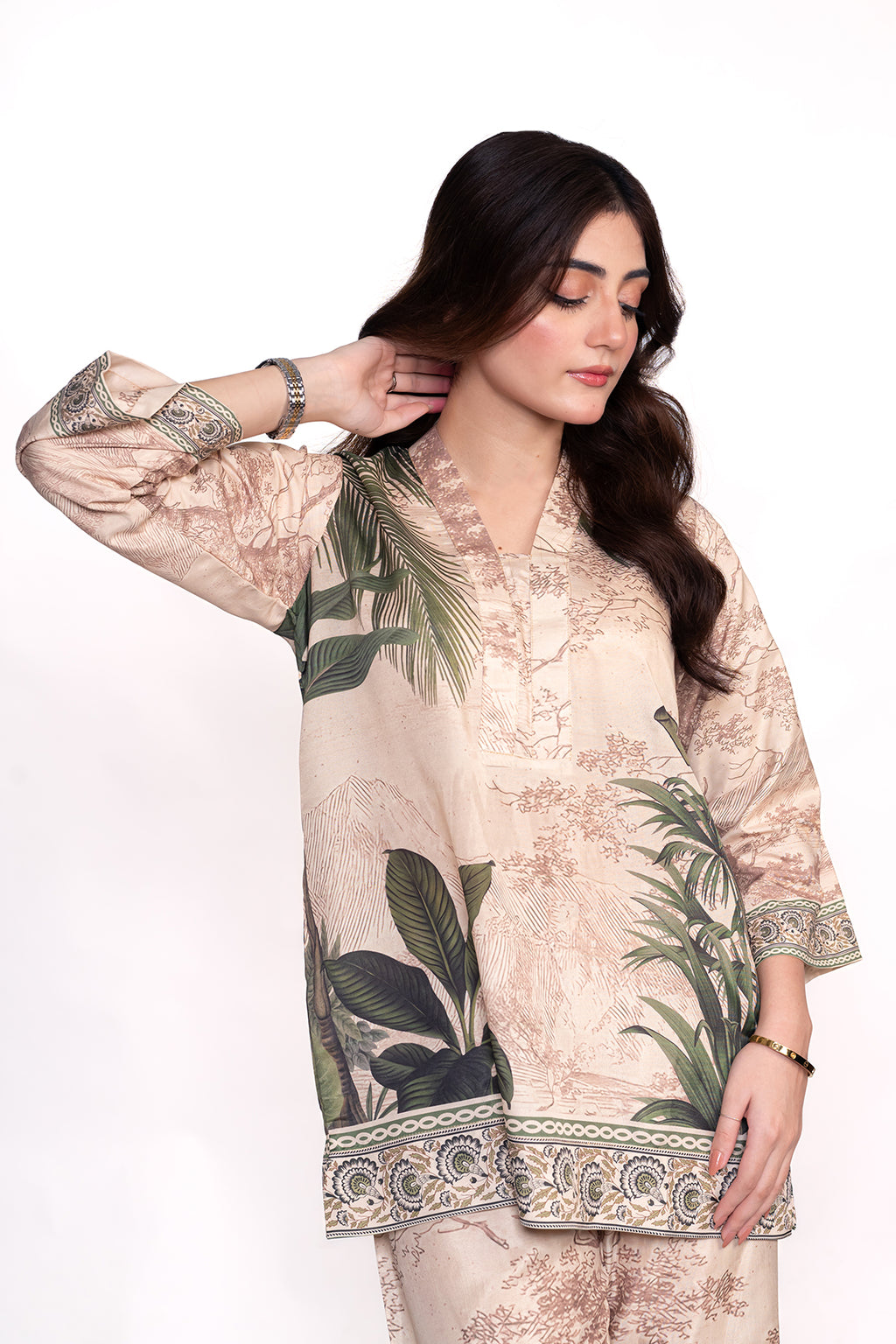 ARICA PALM PRINTED CREPE LAWN CO-ORD SET