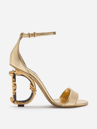 D*G Logo Embellished Heeled Gold