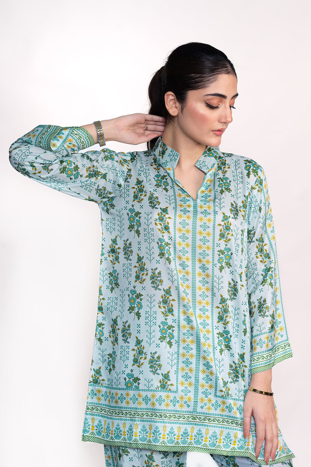 CALLA LILY FLORAL PRINTED CREPE LAWN CO-ORD SET