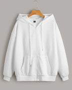 White Pull Over Zipper Hood
